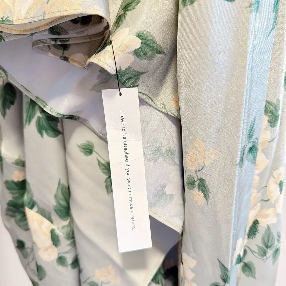 Reformation Tyler Satin Dress, Shade Garden Green, Size 6 NWT - Picture 7 of 7